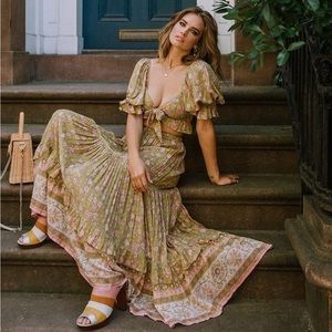 NWOT Spell Dahlia Maxi Skirt Bronze XS